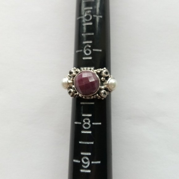 INDIAN RUBY STERLING RING (7) - Picture 4 of 5